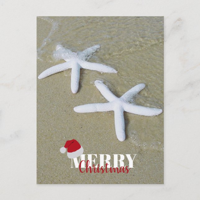 Cartão Postal De Festividades Feliz Natal Verão Starfish Praia Xmas (Frente)