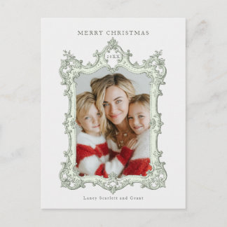 Cartão Postal De Festividades Feliz Natal Vintage Elegante Quadro Verde