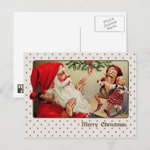 Cartão Postal De Festividades Feliz Natal. Vintage Santa Claus