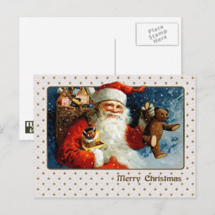 Cartão Postal De Festividades Feliz Natal. Vintage Santa Claus