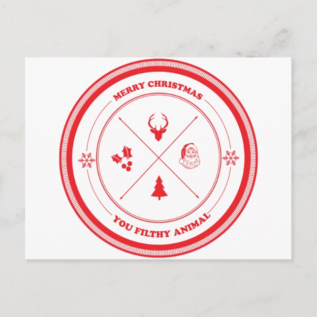Cartão Postal De Festividades Feliz Natal você animal sujo (Frente)