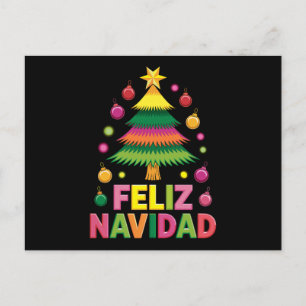 Cartão Postal De Festividades Feliz Navidad Árvore de Natal Espanhol Feriado Xma