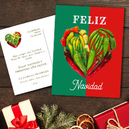 Cartão Postal De Festividades Feliz Navidad Chili Peppers Heart