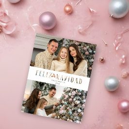 Cartão Postal De Festividades Feliz Navidad Efeito de Papel Recortado Espanhol F