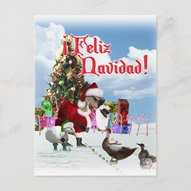 Cartão Postal De Festividades Feliz Navidad - Papais noeis de Natal Ganham com P (Frente)