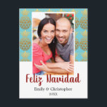 Cartão Postal De Festividades Feliz Navidad Pineapple Holiday Photo Card<br><div class="desc">Feliz Navidad - Merry Christmas in Spanish Faux Foil Gold and Blue Pineapple Christmas Sea Blue Photo Card. This Hawaiian Christmas photo card is perfect for a tropical Family Christmas Card.</div>