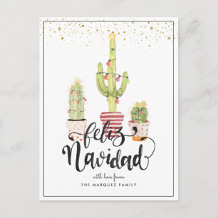 Cartão Postal De Festividades Feliz Navidad Saudação de Natal em Espanhol