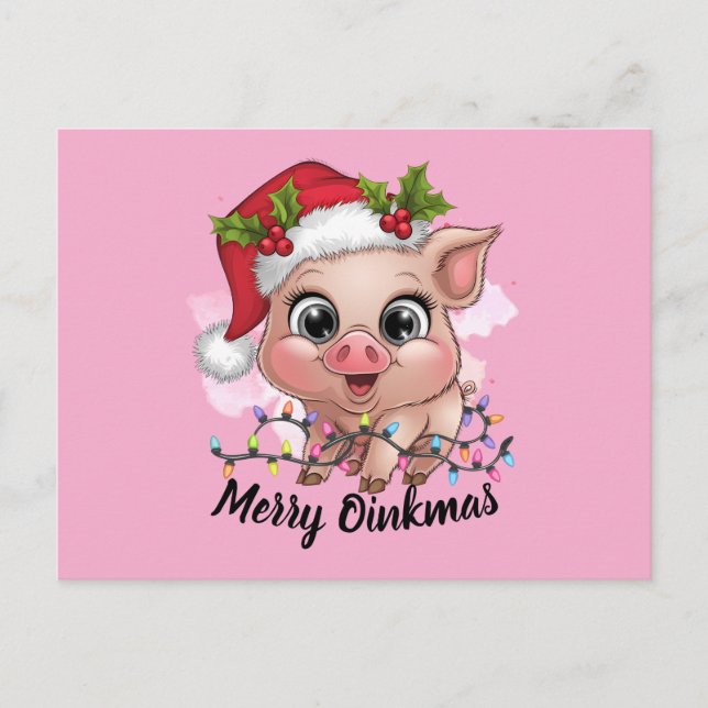 Cartão Postal De Festividades Feliz Oinkmas (Frente)
