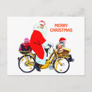 Cartão Postal De Festividades Feliz Papais noeis de Natal e Crianças