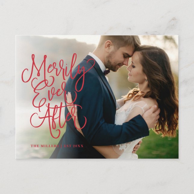 Cartão Postal De Festividades Feliz para Sempre Foto Completa de Férias | Obriga (Frente)