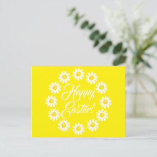 Cartão Postal De Festividades Feliz Páscoa amarelo moldura de texto de roteiro m