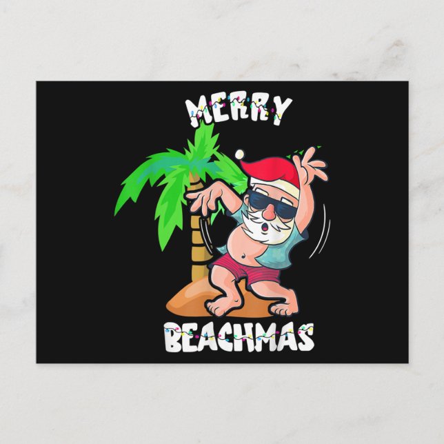 Cartão Postal De Festividades Feliz Praia Natal Em Julho Papais noeis Engraçados (Frente)