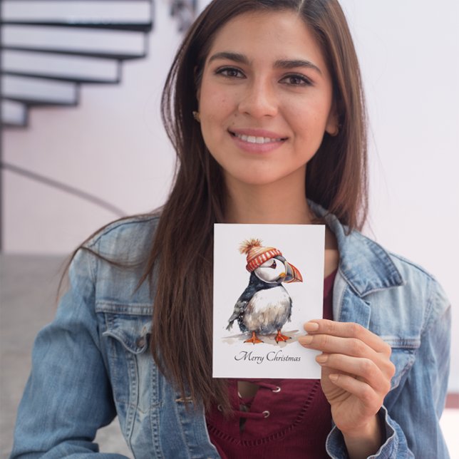 Cartão Postal De Festividades Feliz Puffin, personalizado (Criador carregado)