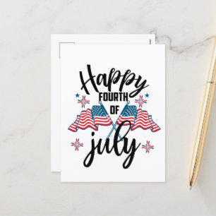 Cartão Postal De Festividades Feliz Quarto De Julho Patriótico