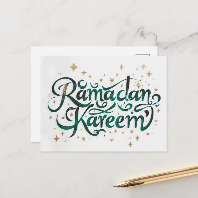 Cartão Postal De Festividades Feliz Ramadan Mubarak Ramadan Kareem Dourado Muçul (Frente/Verso In Situ)