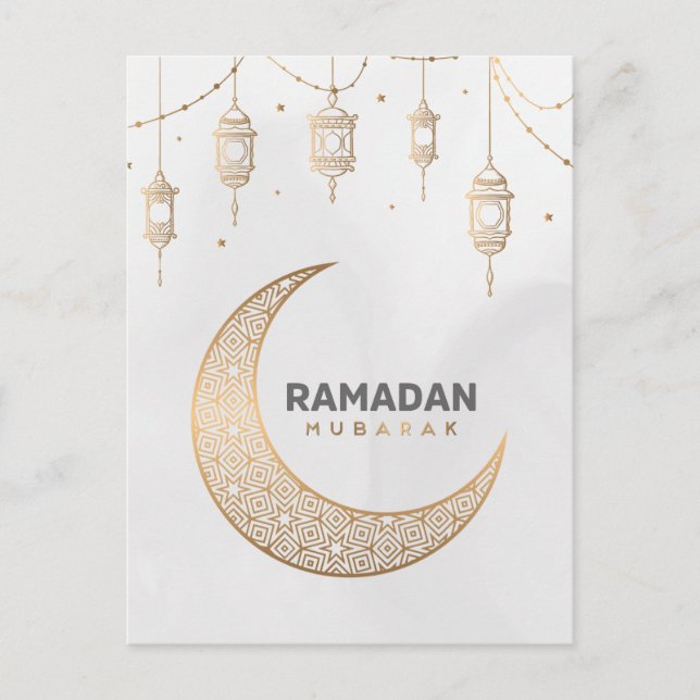 Cartão Postal De Festividades Feliz Ramadan Mubarak | Ramadan Kareem Gold Muçulm (Frente)