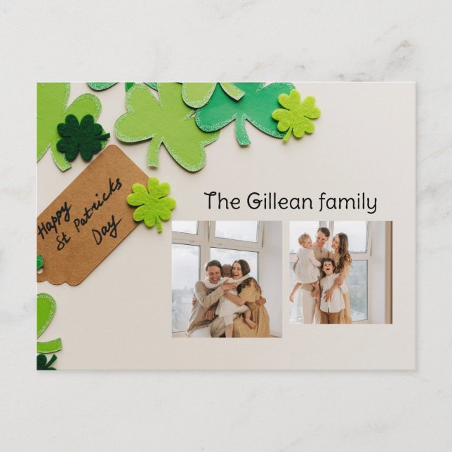 Cartão Postal De Festividades Feliz Rua. Dia de Patrick Shamrocks Família duas f (Frente)