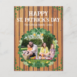 Cartão Postal De Festividades Feliz Rua. Dia de Patrick Shamrocks Família uma fo