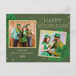 Cartão Postal De Festividades Feliz Rua. Dia de Patrick Shamrocks Família uma fo