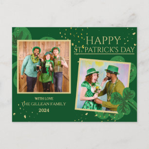Cartão Postal De Festividades Feliz Rua. Dia de Patrick Shamrocks Família uma fo