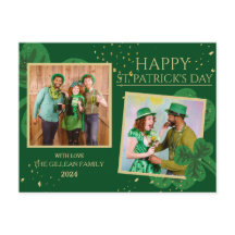 Feliz Rua. Dia de Patrick Shamrocks Família uma fo