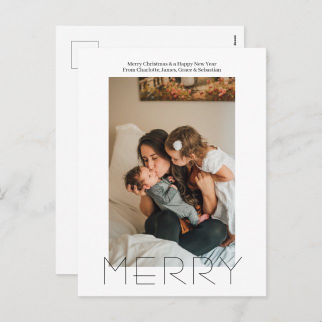 Cartão Postal De Festividades Feliz Simples Elegante Personalizado Natal (Frente/Verso)