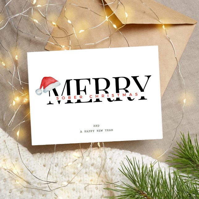 Cartão Postal De Festividades Feliz Sober Natal, Suporte Sólido Mínimo Xmas (Criador carregado)