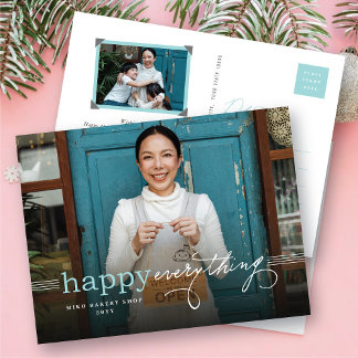 Cartão Postal De Festividades Feliz Tudo Simples Tipografia Foto de Negócios