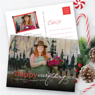 Cartão Postal De Festividades Feliz Tudo Simples Tipografia Foto de Negócios