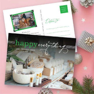 Cartão Postal De Festividades Feliz Tudo Simples Tipografia Foto de Negócios