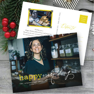 Cartão Postal De Festividades Feliz Tudo Simples Tipografia Foto de Negócios