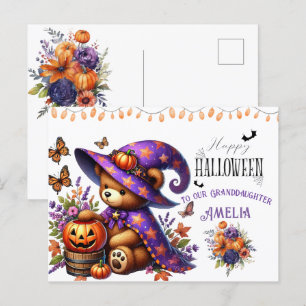 Cartão Postal De Festividades Feliz Urso de Mágico Helloween