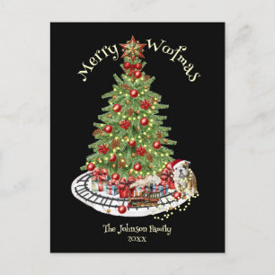 Cartão Postal De Festividades Feliz Woofmas Design de Cachorro - Bulldog Inglês