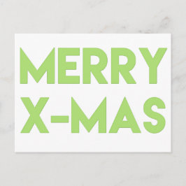 Cartão Postal De Festividades Feliz X-Mas, Natal da Tipografia Verde Moderna