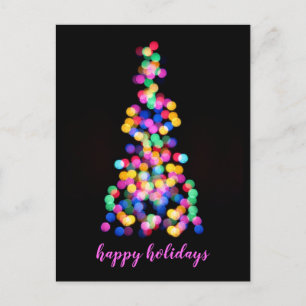 Cartão Postal De Festividades Felizes Feriados Abstrato Luzes de Árvore Colorid