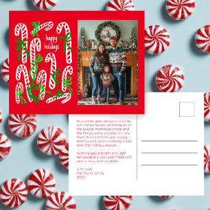 Cartão Postal De Festividades Felizes Feriados Candycanes, Natal PERSONALIZADO