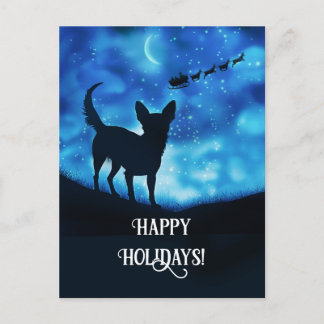 Cartão Postal De Festividades Felizes Feriados, Chihuahua e Papais noeis