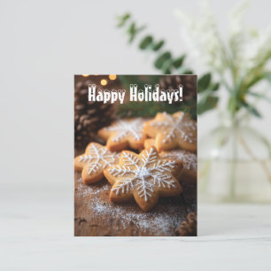 Cartão Postal De Festividades Felizes feriados com cookies em forma de floco de