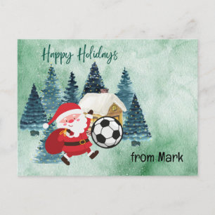 Cartão Postal De Festividades Felizes feriados de futebol com a aquarela do Papa