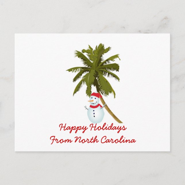 Cartão Postal De Festividades Felizes Feriados de N. Carolina, Palma de Neve (Frente)