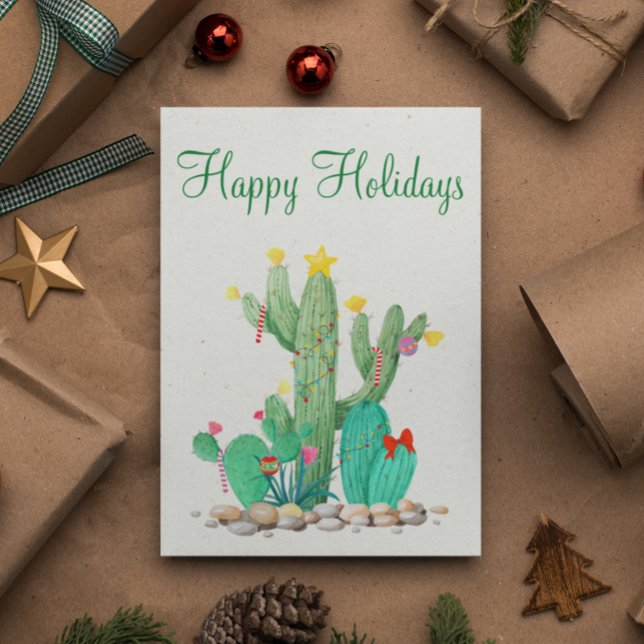 Cartão Postal De Festividades Felizes Feriados Deserto Cactus Sudoeste (Criador carregado)