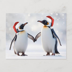 Cartão Postal De Festividades Felizes Feriados Feliz Natal com Pinguins