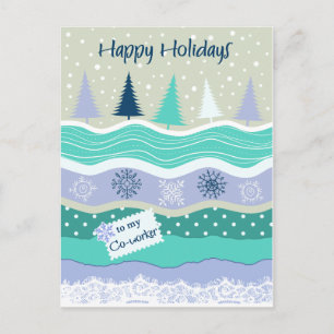 Cartão Postal De Festividades Felizes Feriados para Colaborador Flocos de Neve S