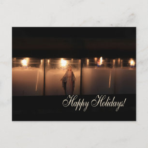 Cartão Postal De Festividades Felizes Feriados Queimando velas de natal