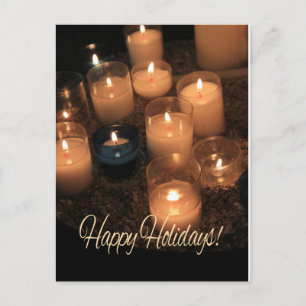 Cartão Postal De Festividades Felizes Feriados Queimando velas de natal