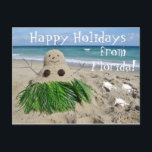 Cartão Postal De Festividades Felizes Férias na Flórida Natal Snowman Sandman<br><div class="desc">Felizes Férias da Flórida Feliz Natal Sandman</div>