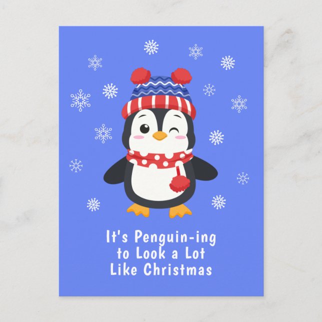 Cartão Postal De Festividades Felny Penguin Pun Natal (Frente)