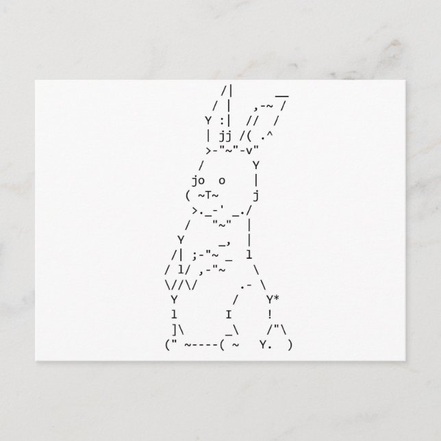 Cartão Postal De Festividades Felz pascoa ASCII Bunny Art (Frente)
