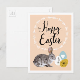 Cartão Postal De Festividades Felz pascoa. Cartões-postais para ovos de coelho e