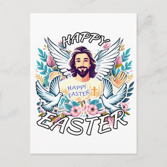 Cartão Postal De Festividades Felz pascoa com Jesus (Frente)